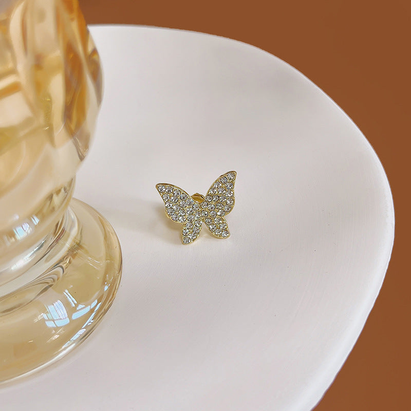 Women's Exquisite Small Diamond Butterfly Zircon Ear Clip Super Fairy Beautiful Earrings