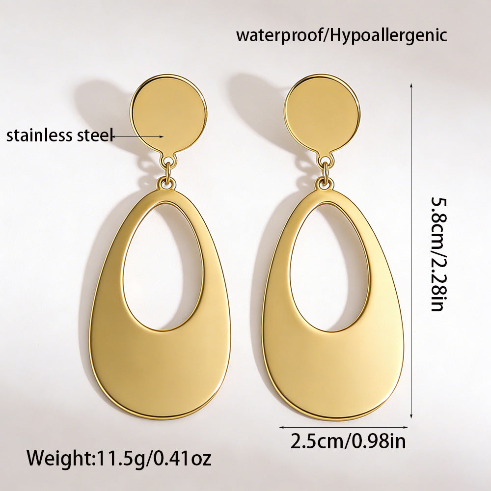 Women's Furnace Gold Stainless Steel Dropper Fashion Exaggerated Geometric Earrings