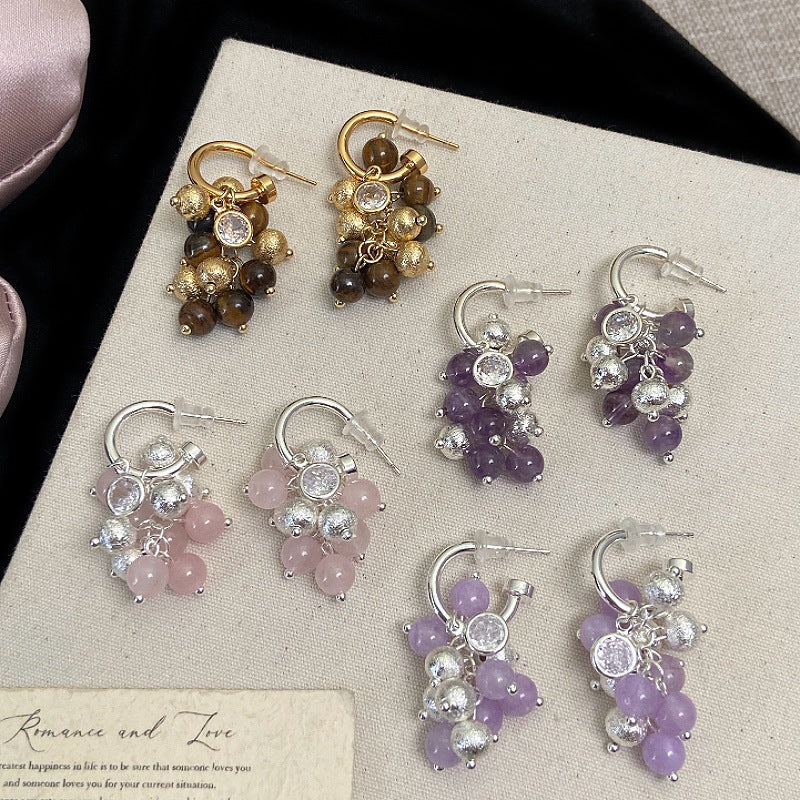 Women's Tigereye Brushed Vintage For Amethyst Niche Personality Premium Pink Rings