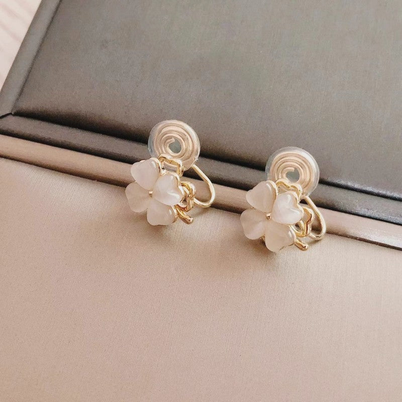 Clover Green Opal Rotatable Ear Fashion Jewelry Set