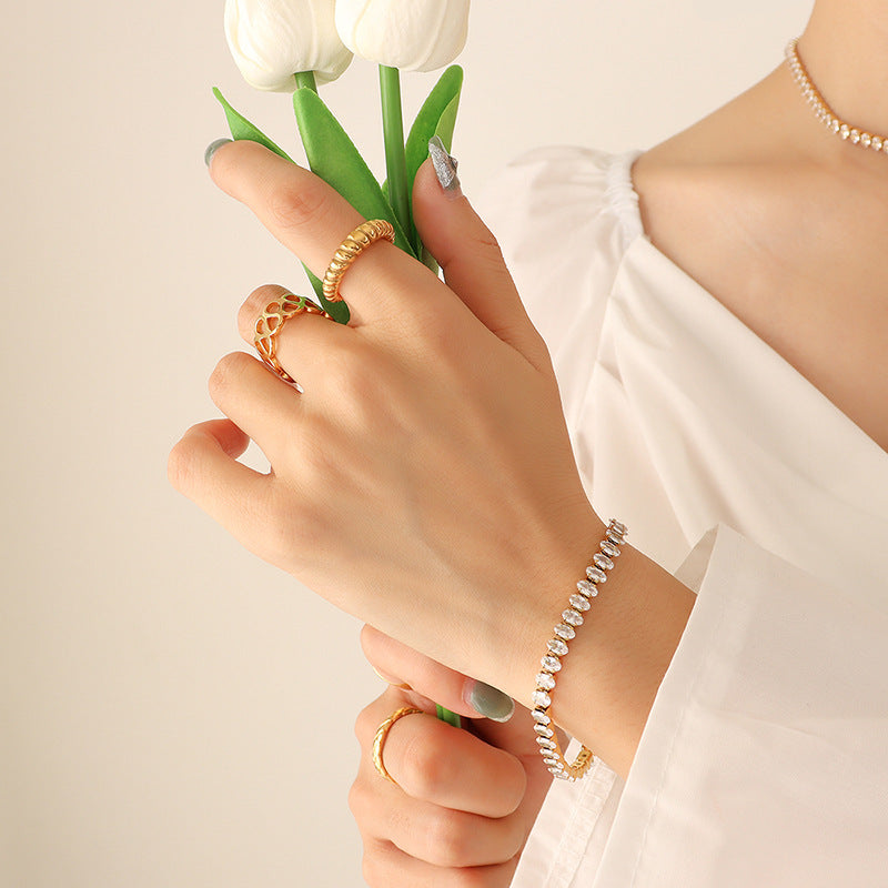 Lady Sense Elegant Graceful Solid Color Colorful Crystals Zircon Bracelets