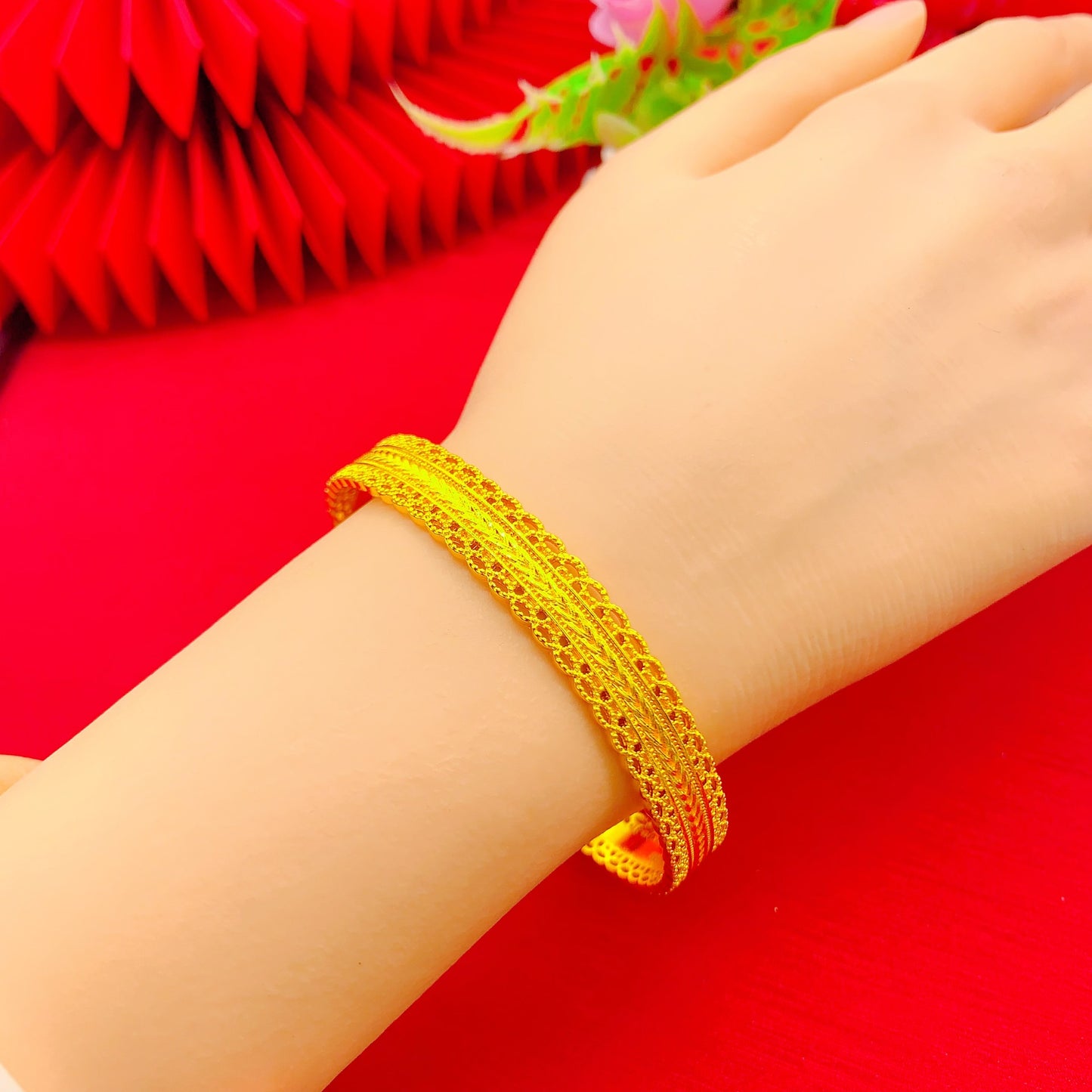 Gold Shop Ancient Waist Wrap Silk Woven Wheat Closed Bracelet