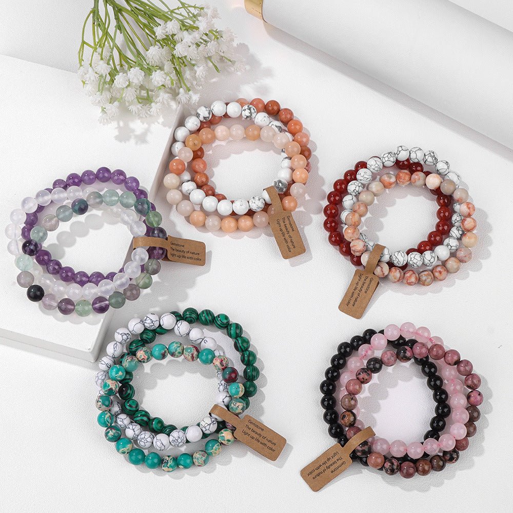 Bracelets de combinaison d'améthyste de perles de cristal de pierre naturelle pour femmes