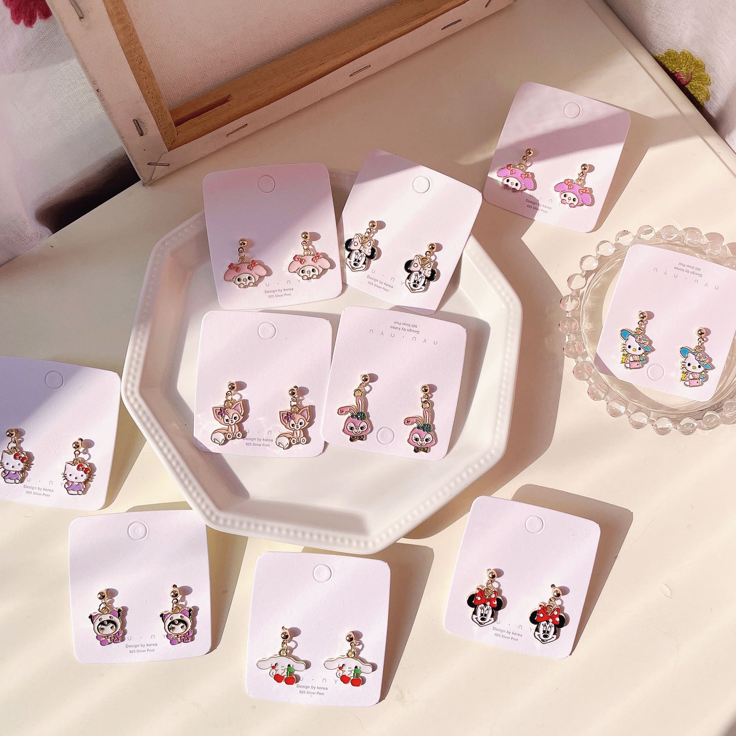 Cartoon Cute Hello Kitty Clow Melody Earrings