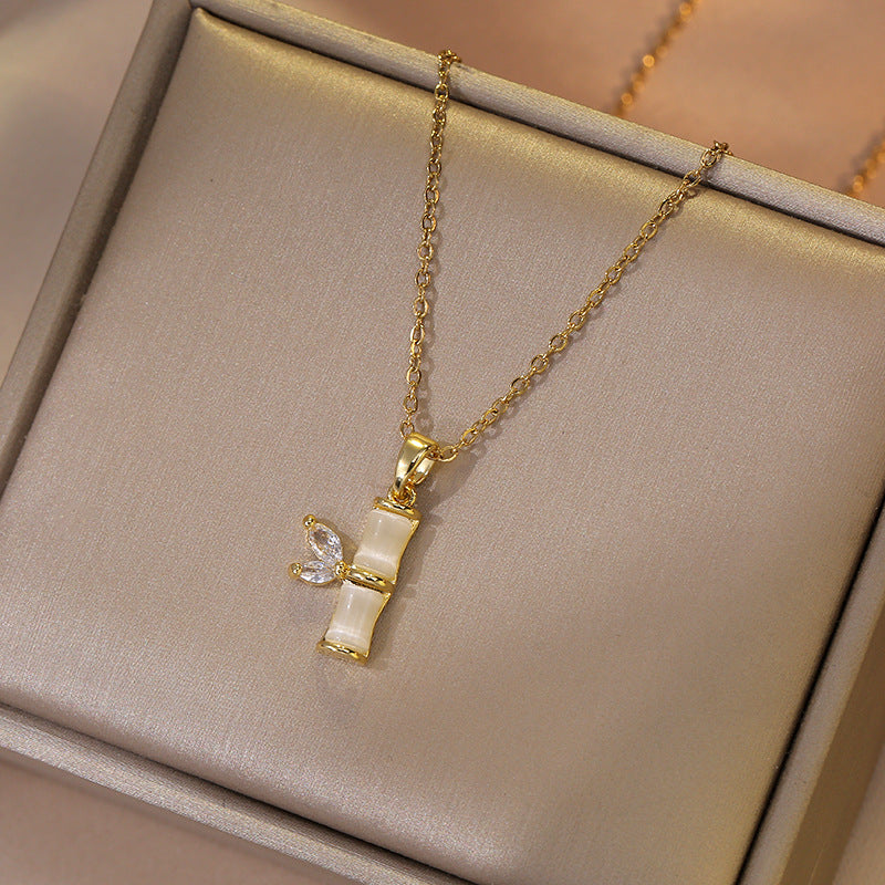 Women's Bamboo Zircon Special Interest Light Luxury Necklaces