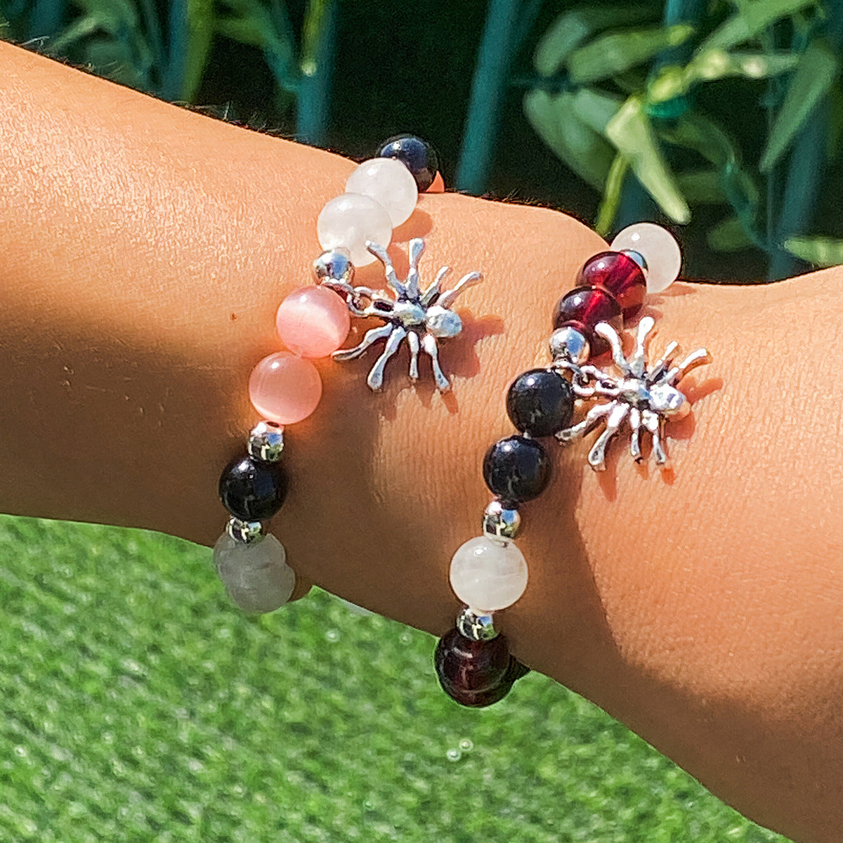 Halloween Spider Pendant Suit Simple Agate Bracelets