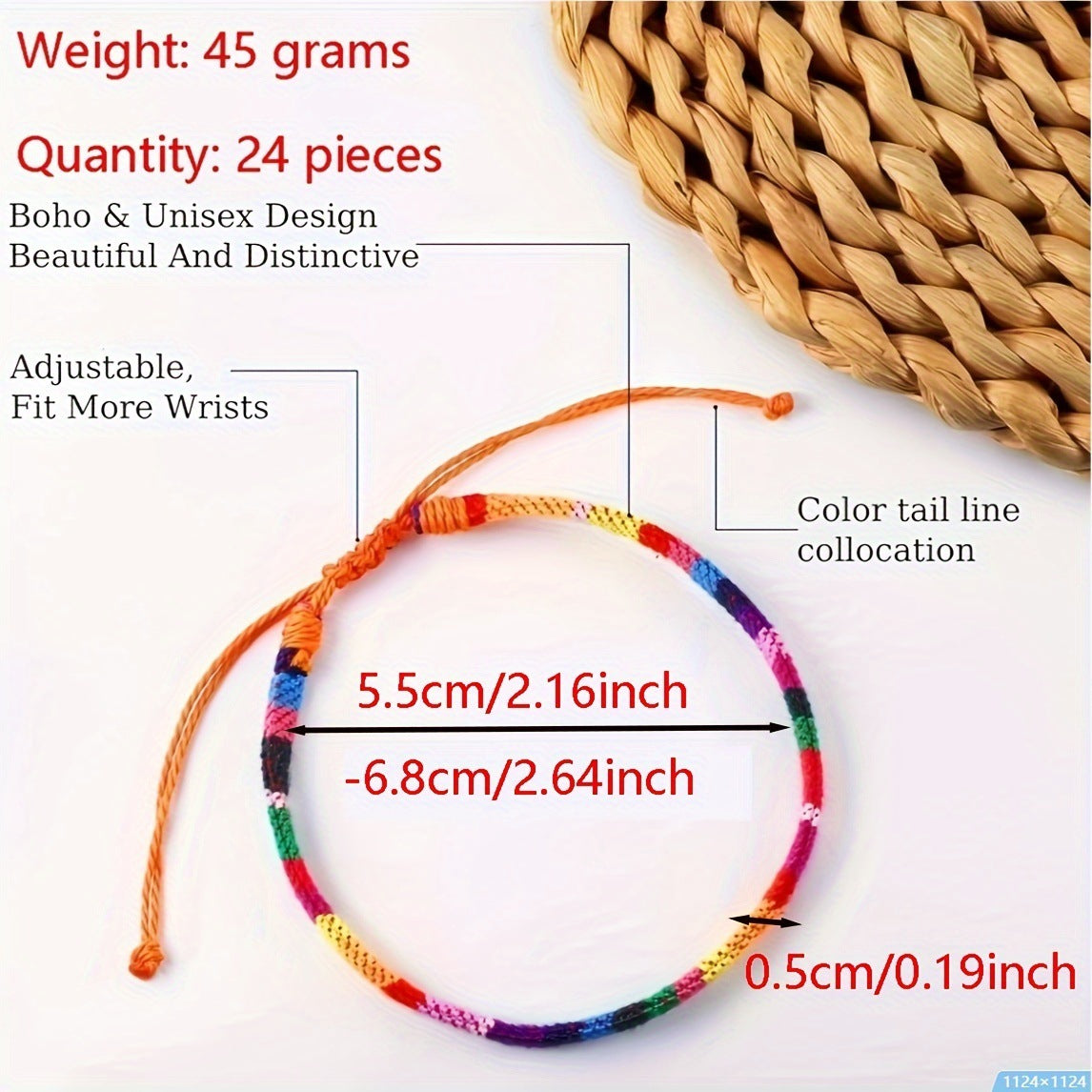 Summer Simple National Fashion Cord Beaded Rainbow Woven Bracelet