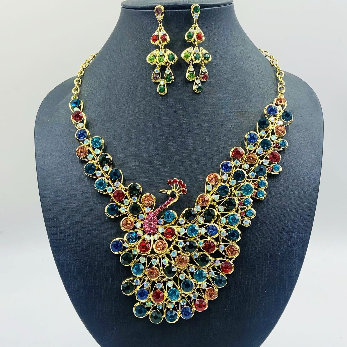 Dignified Bride Diamond Peacock Suit Dress Jewelry Set