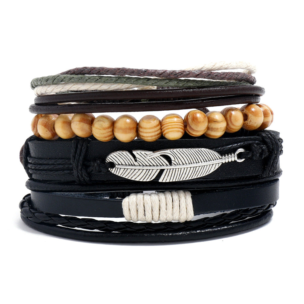 Women's & Men's & Simple Retro Set Braided Leather And Bracelets