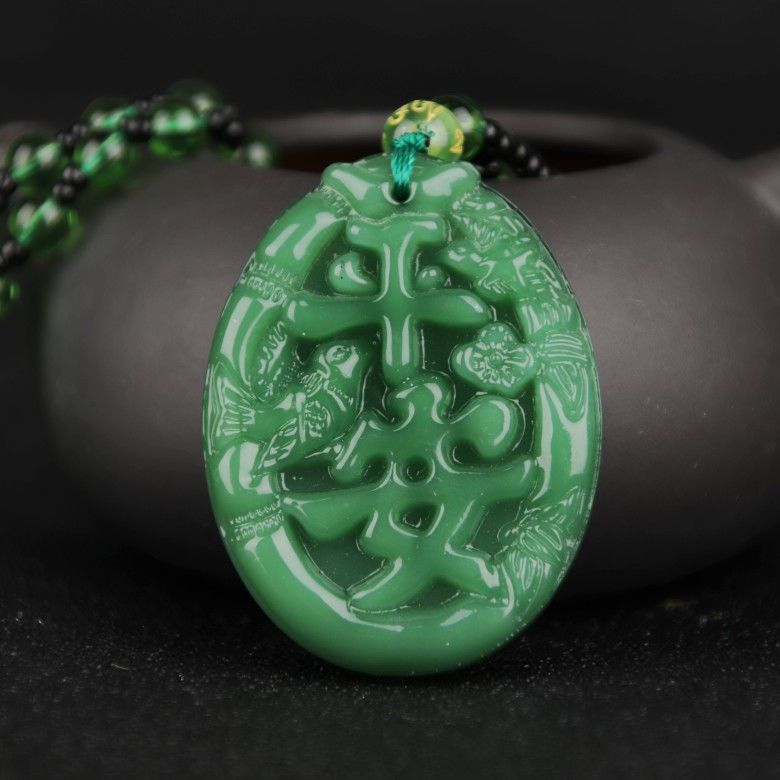 Green Jade Goddess Buddha Hand Maitreya Sweater Chain Safety Buckle Necklaces