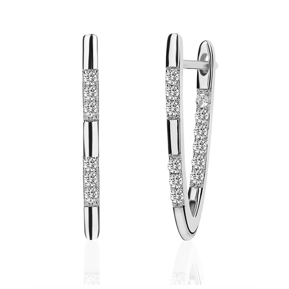 Women's Minority Elegant Fashion Copper Micro Inlaid Zircon V-shaped Clip High-grade Ear Buckle