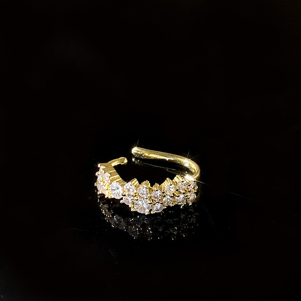 Texture Micro Inlaid Zircon Ear Clip Sweet Cool Style Versatile Earrings