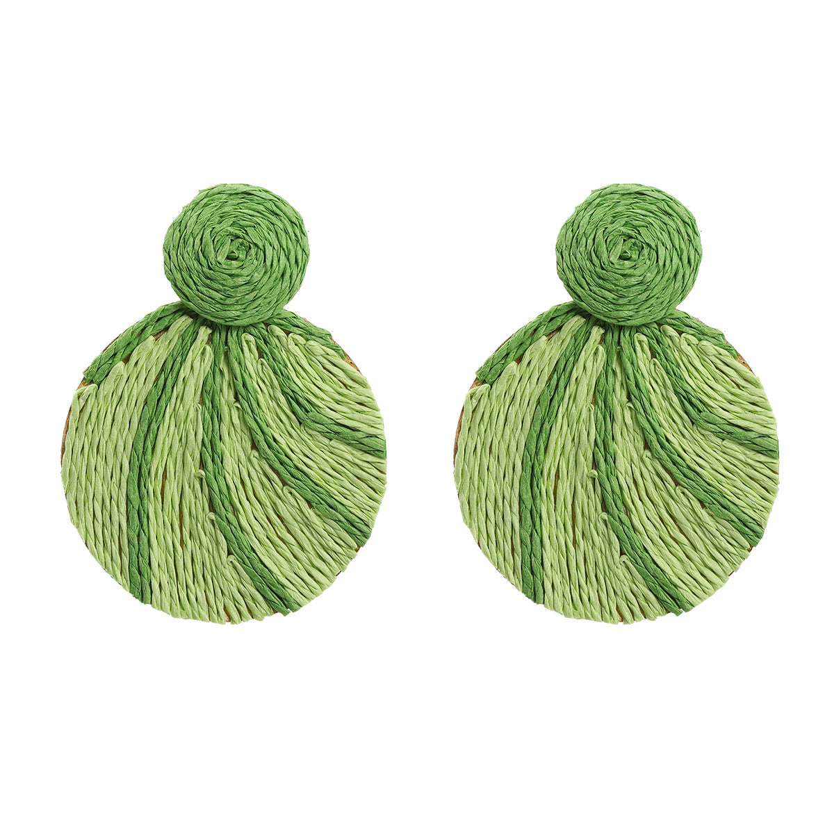 Women's Autumn Raffia Round Leaves Bohemian Ornament Earrings