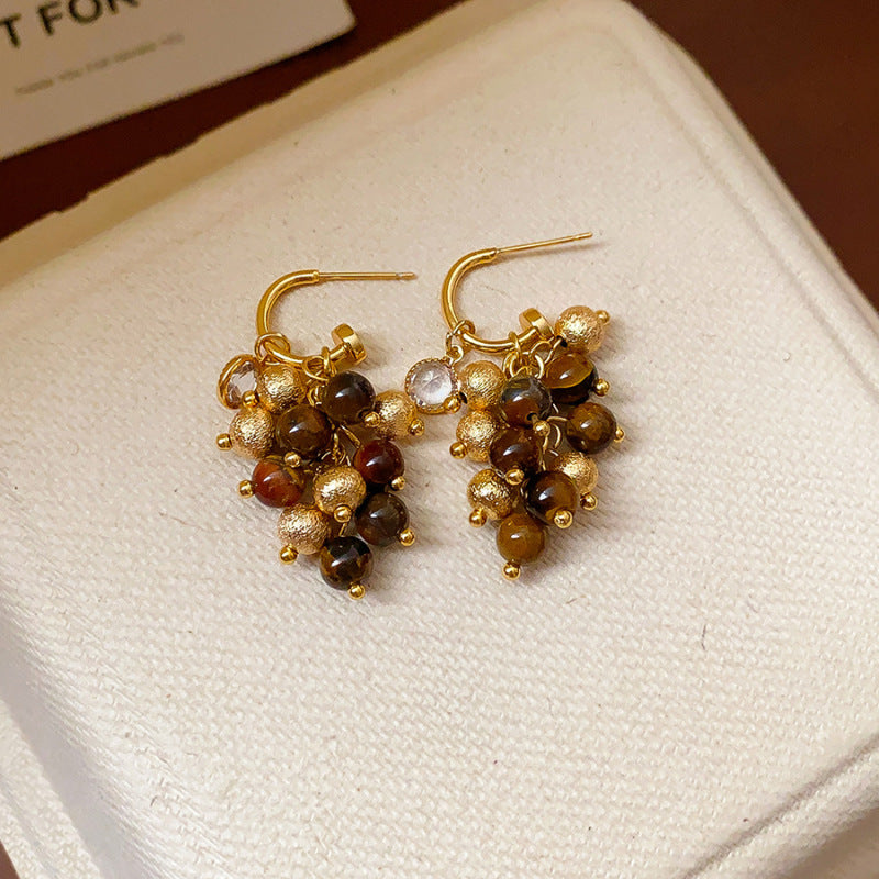 Real Gold Plating Elegance Retro Light Luxury Stud Earrings