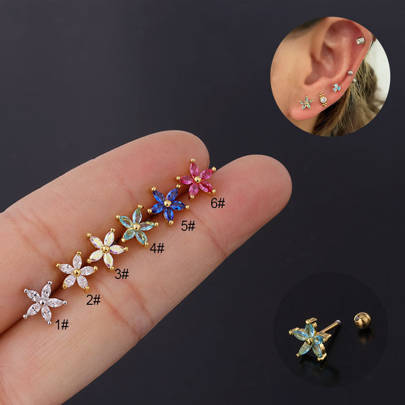 Daisy Flower Ear Bone Stainless Steel Earrings