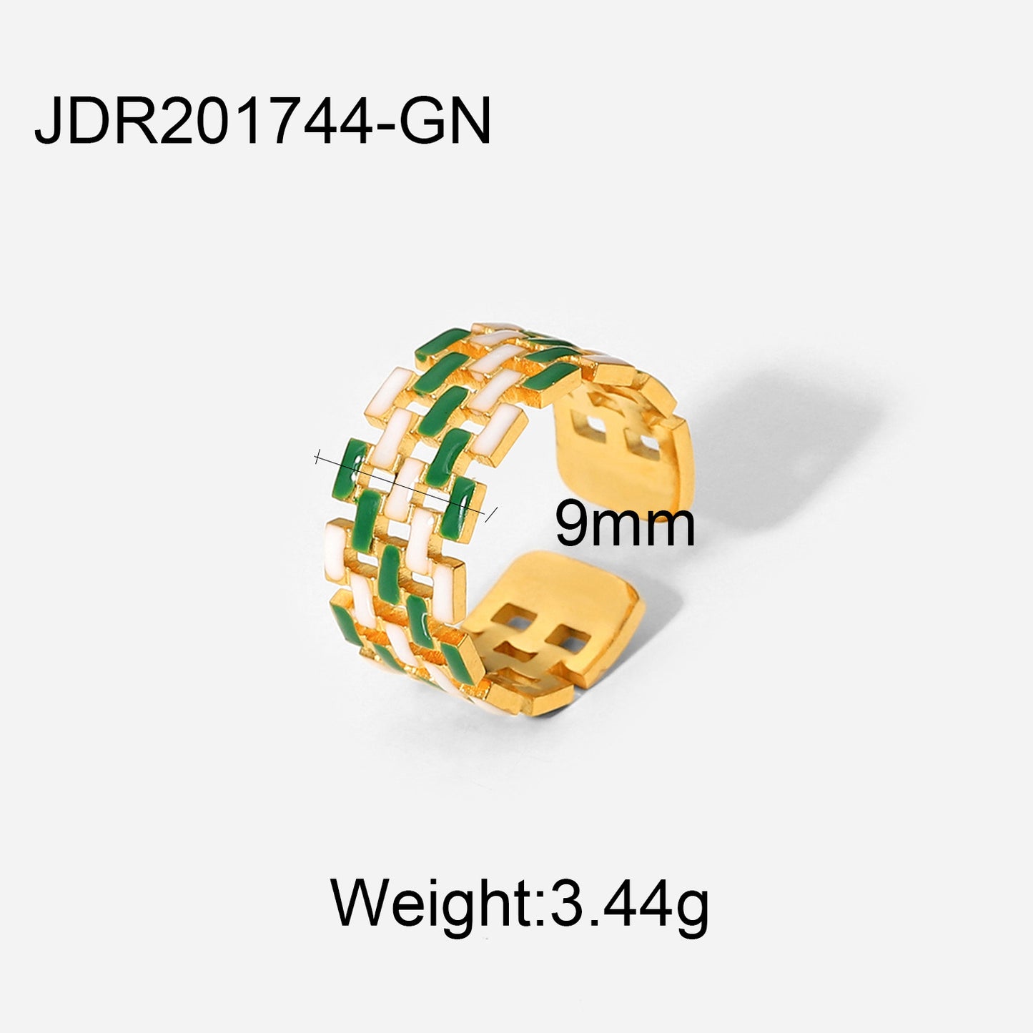 Women's Gold-plated Stainless Steel Fashion Geometric Colorful Rings