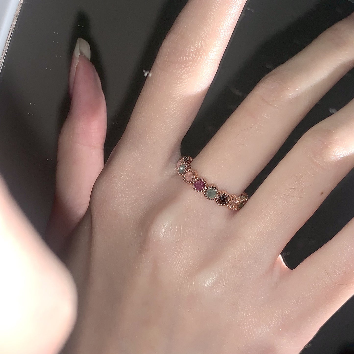 Women's Rainbow Sweet Cool Style Niche High-grade Personality Design Adjustable Index Ring