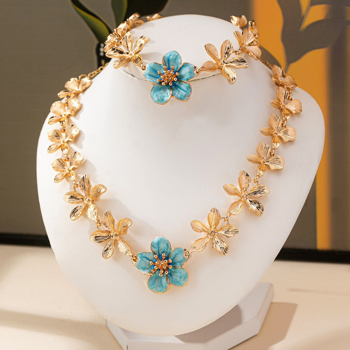 Women's Fashion Flower Special Interest Light Luxury Temperament Jewelry Set