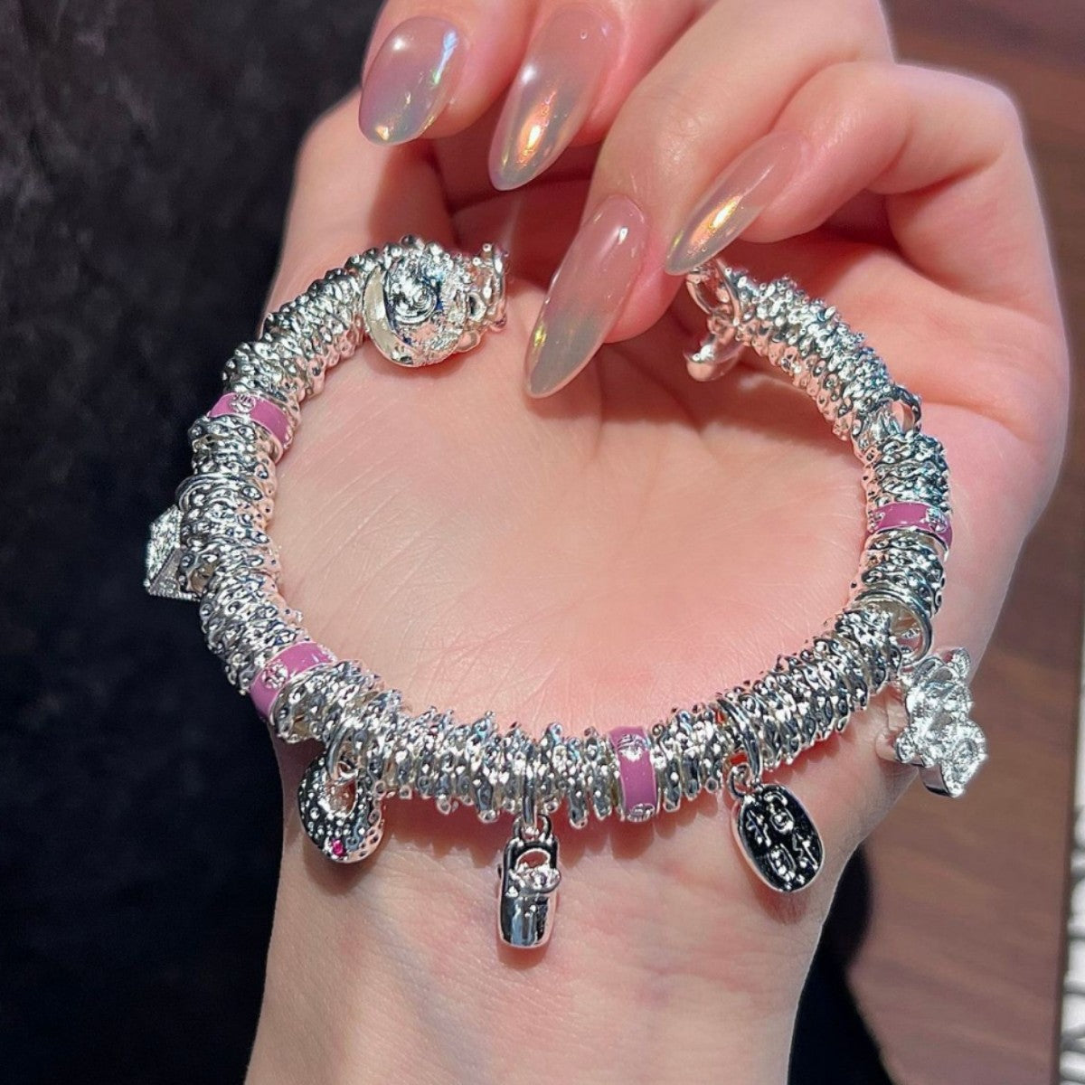 Winding Gourd Ingot High-grade Plated Sterling Sier Light Luxury Enamel Bracelets