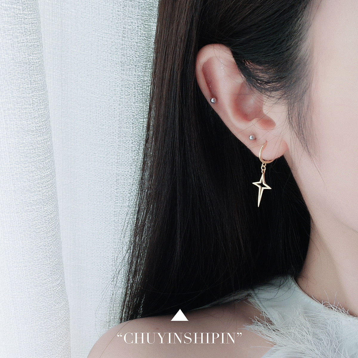 Sier Cross Temperamental Minority High-grade Ornament Earrings