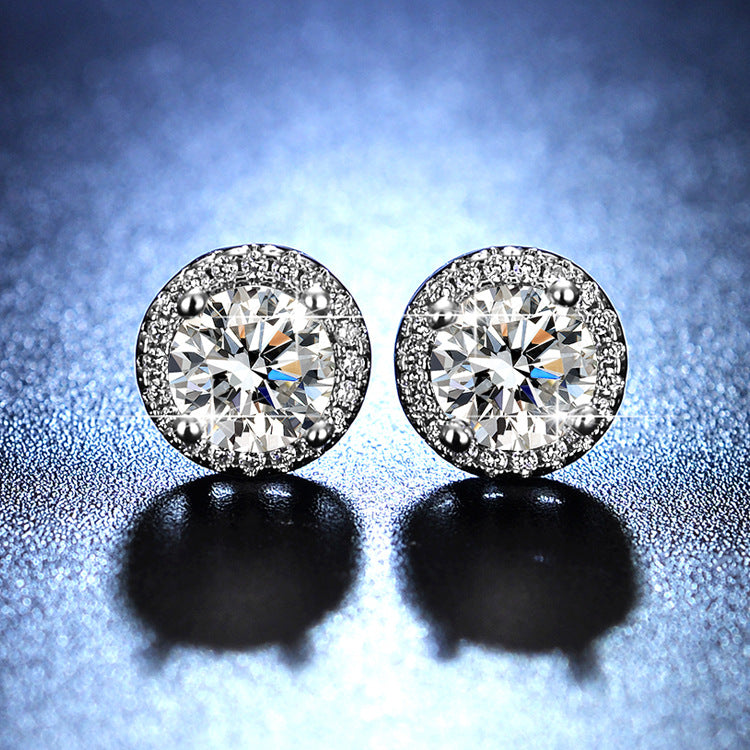 Simulation Moissanite Round Bag Lady Temperament Karat Earrings