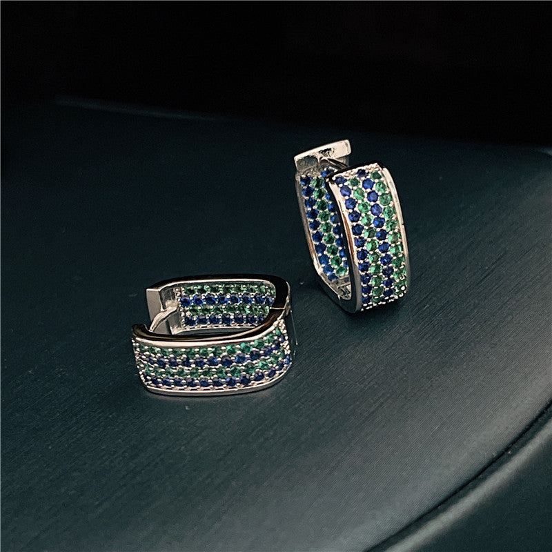 Women's Geometric Design Simple Colorful Crystals Zirconium Rings