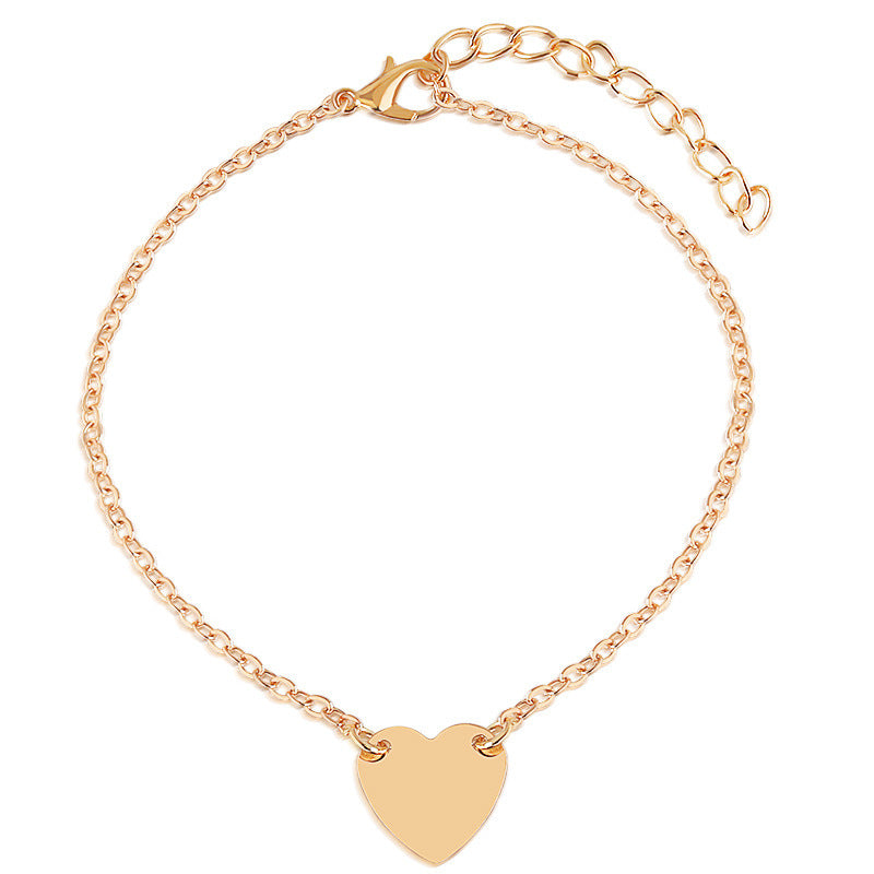 Fashion Simple Love Heart Anklet 2 Bracelets