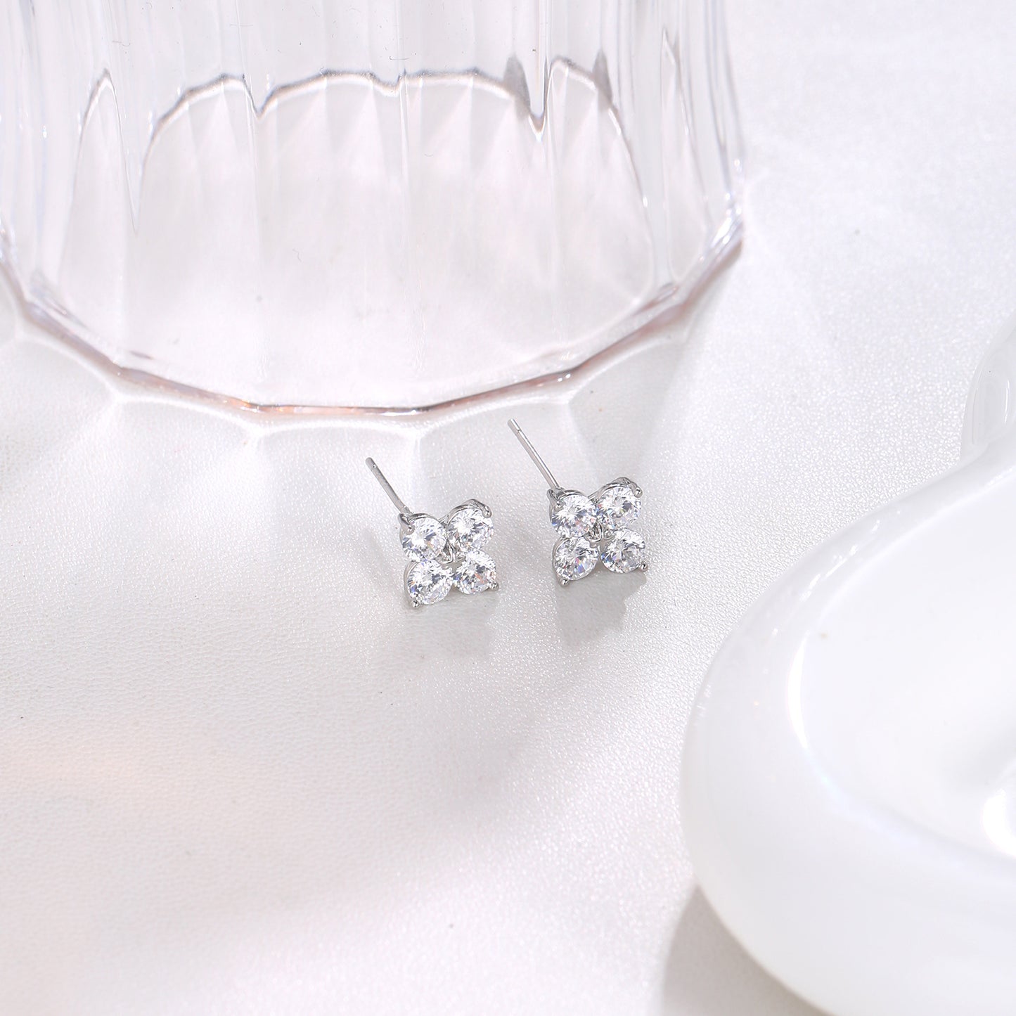 Stars Zircon Ear Fashionable Sier Pin Stud Earrings