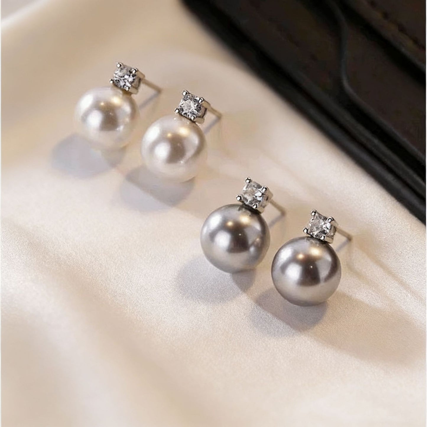 Diana Pearl Female Sier Needle Simple Elegant Cold Earrings