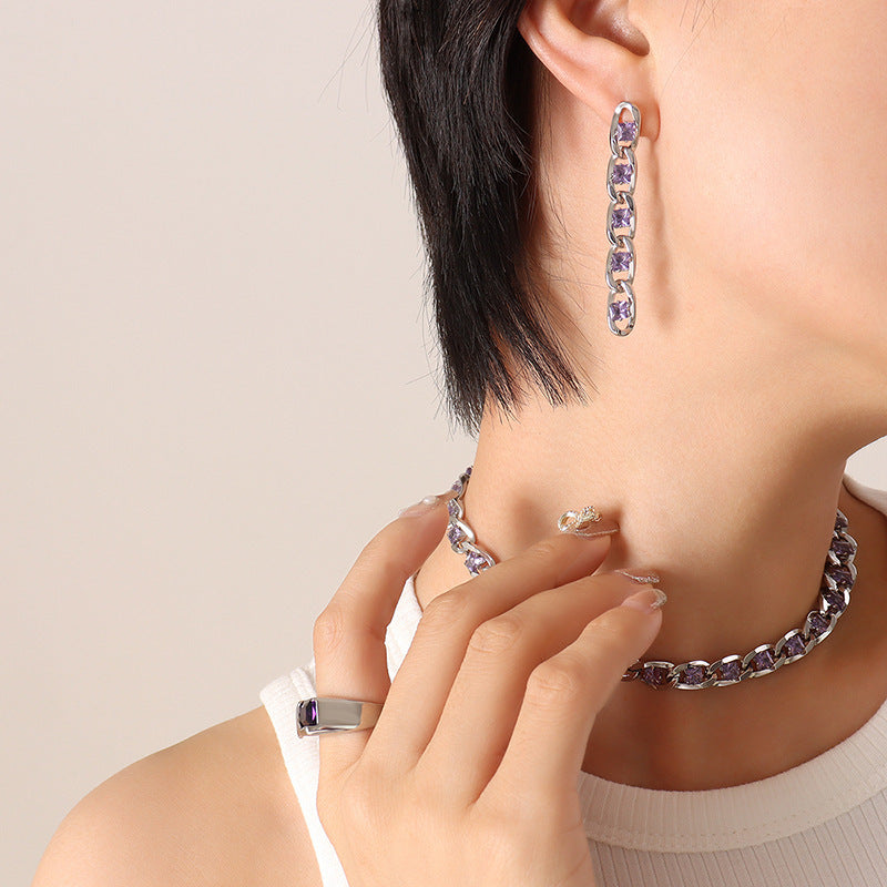 Colorful Zircon Diamond Light Luxury Delicate Jewelry Set