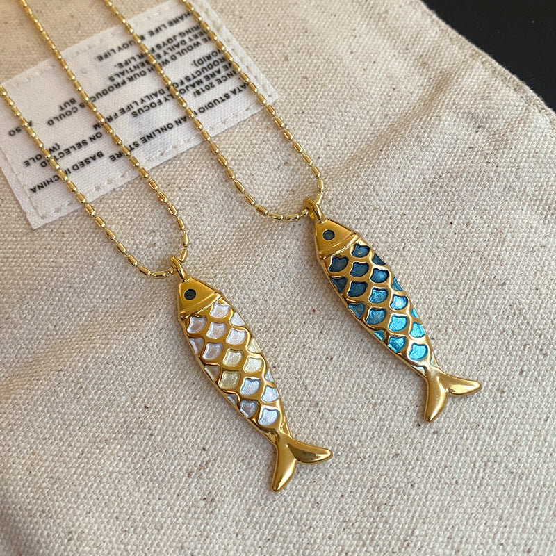 Oil Dripping Fish Personality Everyday Fashion Sweater Chain Light Luxury Necklace