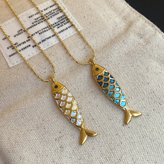 Oil Dripping Fish Personality Everyday Fashion Sweater Chain Light Luxury Necklace