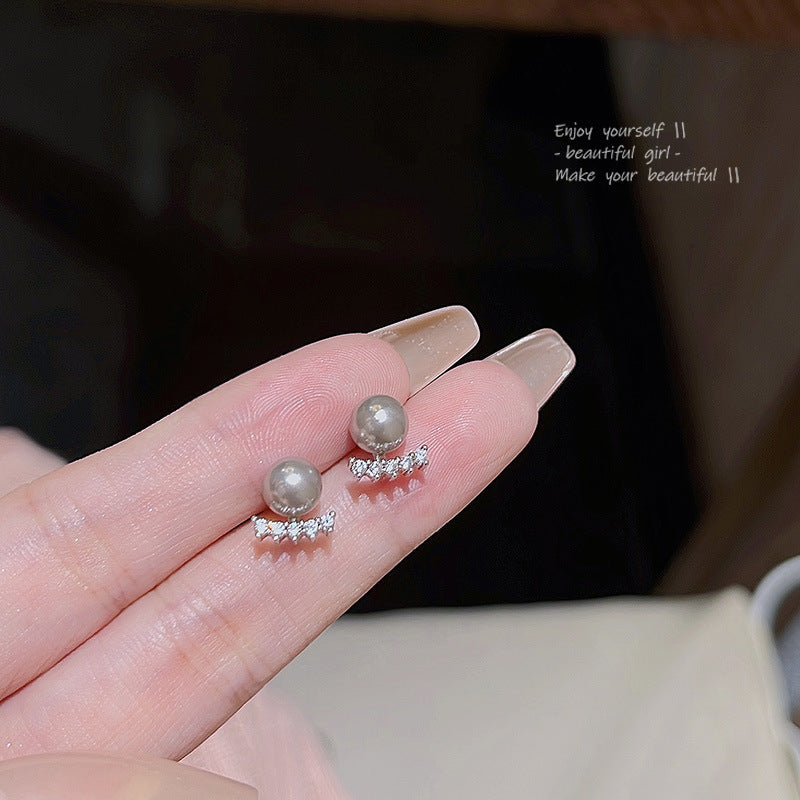 Mini Small Refined Zircon Female Gray Earrings