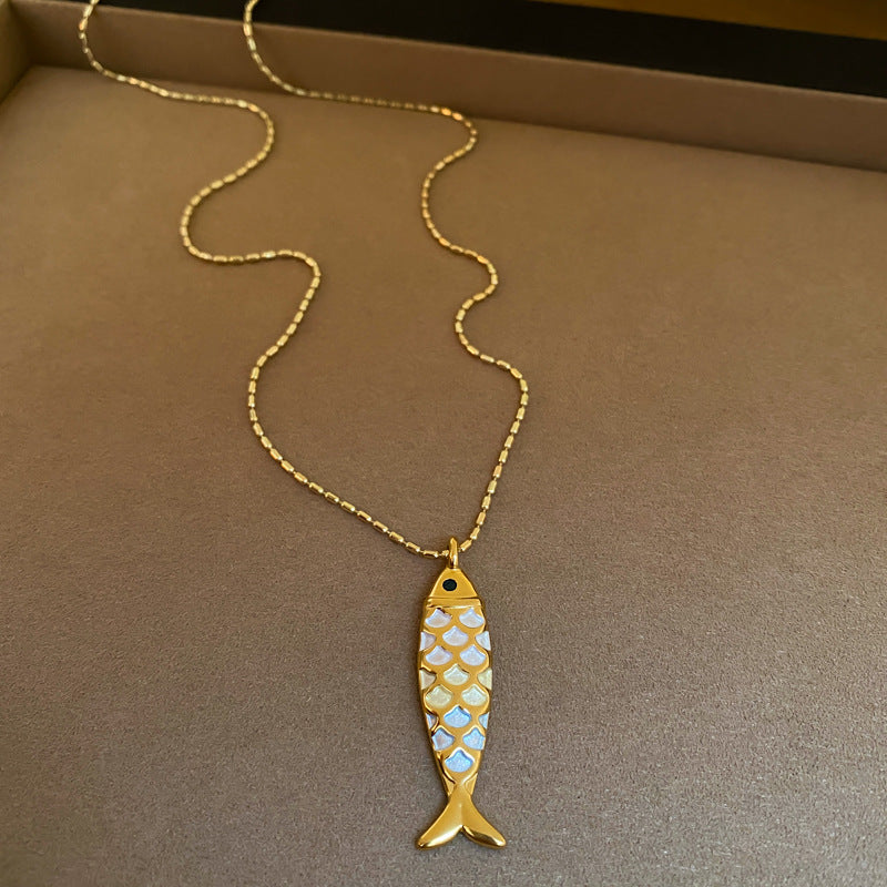 Oil Dripping Fish Personality Everyday Fashion Sweater Chain Light Luxury Necklace