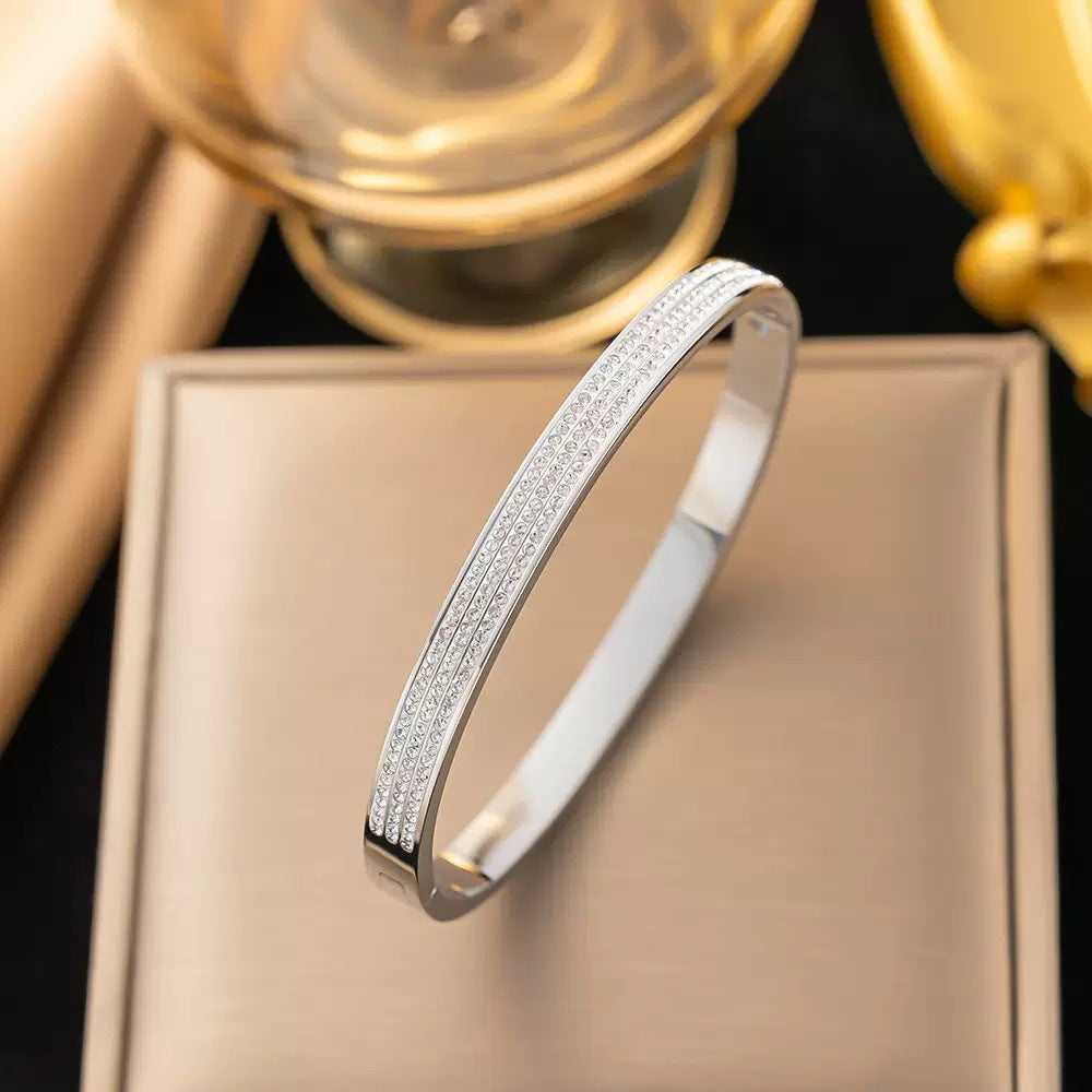 Half Diamond Starry Sky Light Luxury Simple Titanium Rings