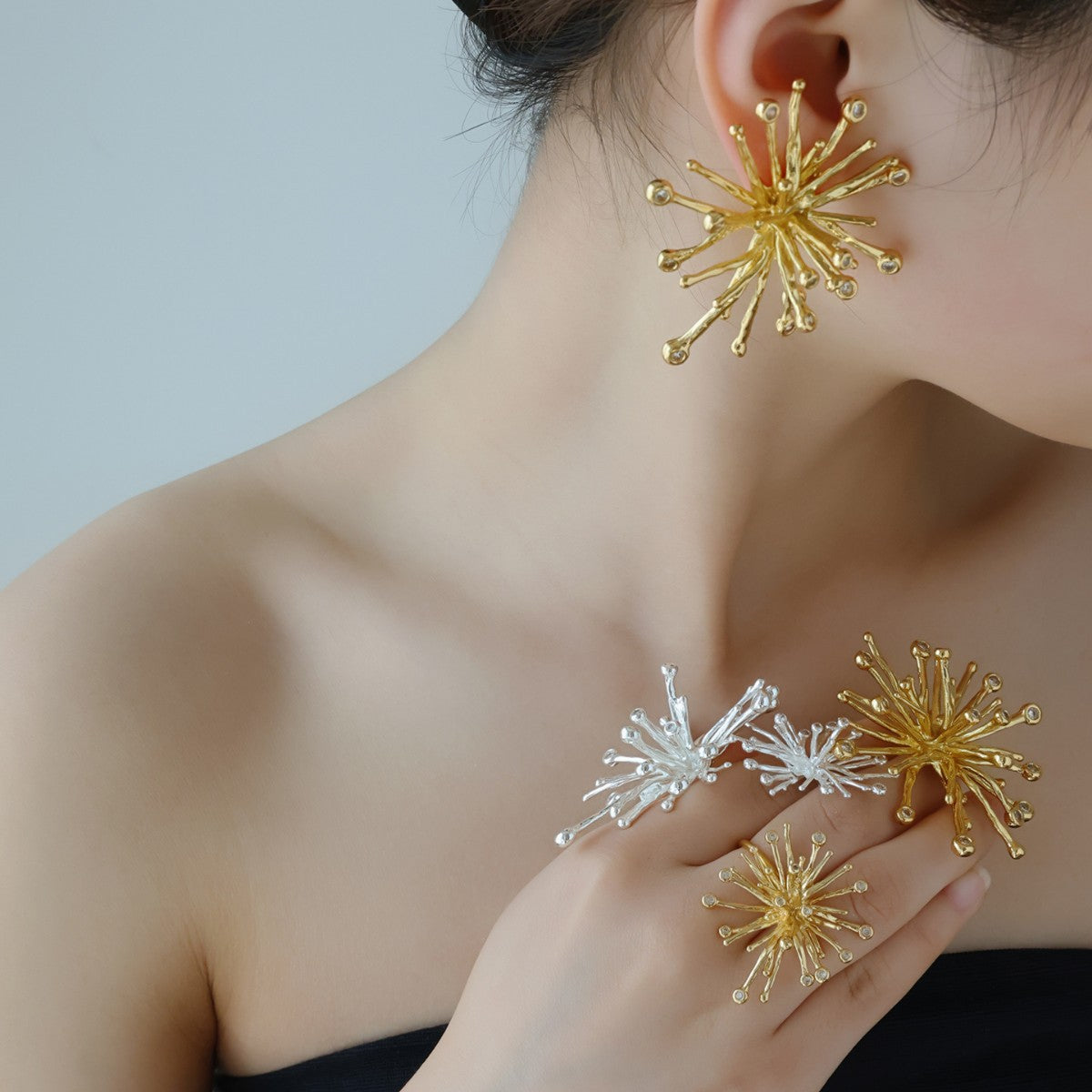 Light Luxury High Sense Personalized Exaggerated Design Stylish Unique Retro Stud Earrings