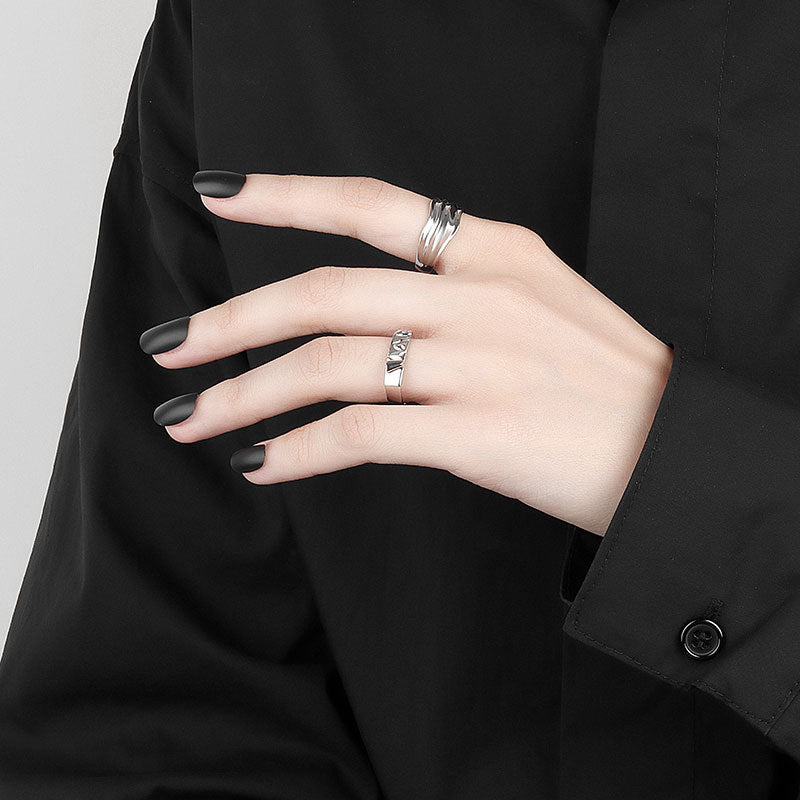 Korean Style Irregular Convex Minimalist Design Open Rings