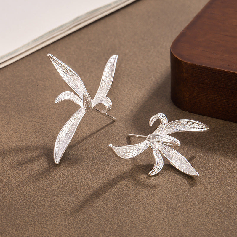 Magnolia Flower Ear Clip Chinese Style Light Luxury Minority Design Stud Earrings