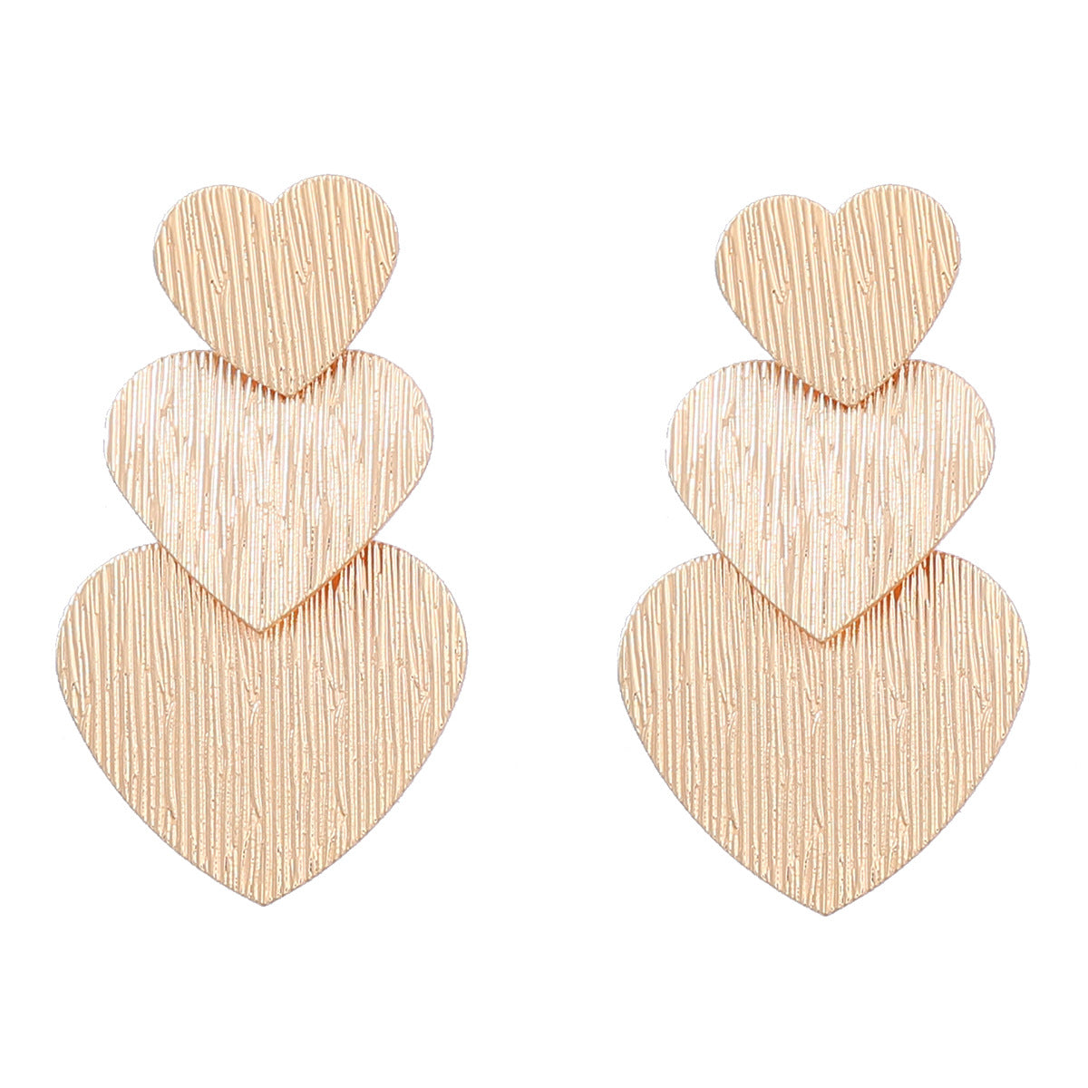 Women's Fashionable Vertical Stripes Love Heart-shaped Metal Rings