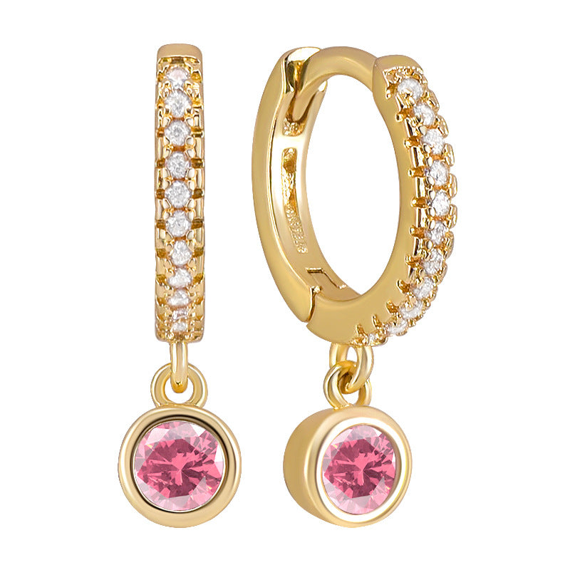 Colorful Round Zircon Female Personality Creative Geometric Fashion Ear Clip Rings