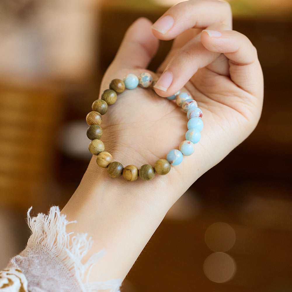 Damen- und Herren-Armbänder mit blauem Einzelkreis und chinesischem Naturstein im Vintage-Stil