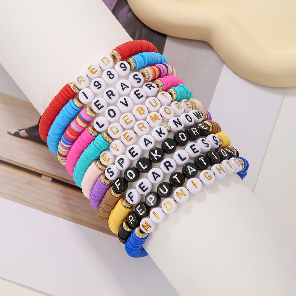 Bracelets anglais en argile polymère Swift Fan Color pour femmes