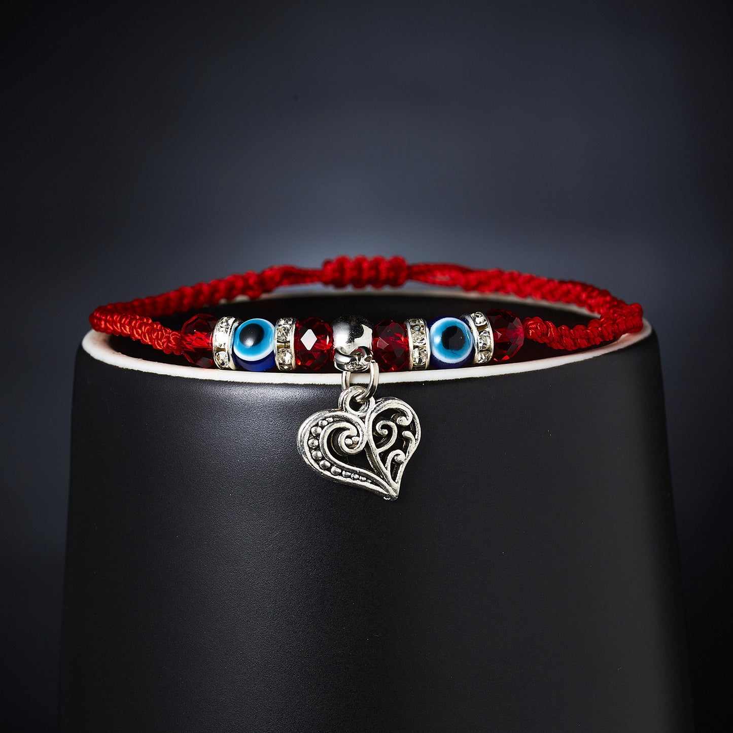 Bracelets réglables en corde rouge, hibou, yeux bleus, mauvais œil, tresse