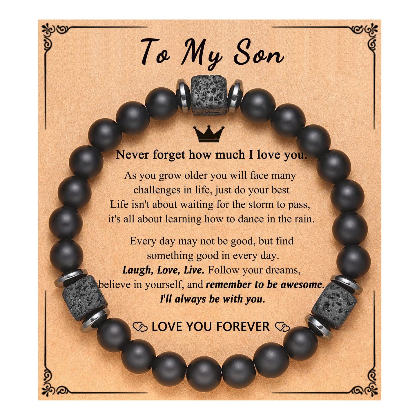 Frosted Square Volcanic Stone Father's Day Bracelets