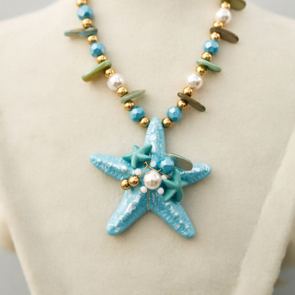Women's Vacation Style Colorful Starfish Beaded Fashion Personalized Necklace
