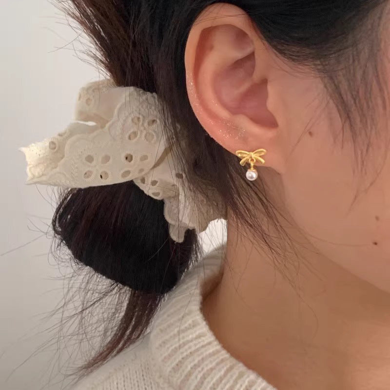 Women's Bow For Special Interest Light Luxury High Sense Imitation Pearl Stud Earrings