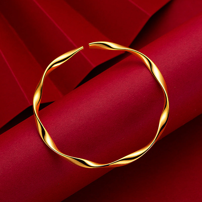 Strip Love Eternal Vietnam Placer Gold Open Bracelets