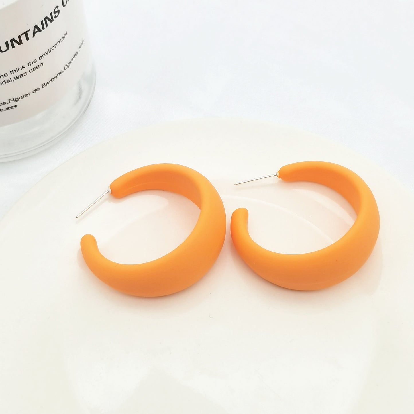 Needle Color Resin Circle Candy Shaped Fluorescent Cute Personality Stud Earrings