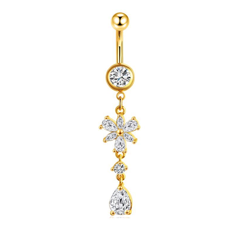 Gold Belly Rhinestone Zircon Style Navel Buckle Earrings