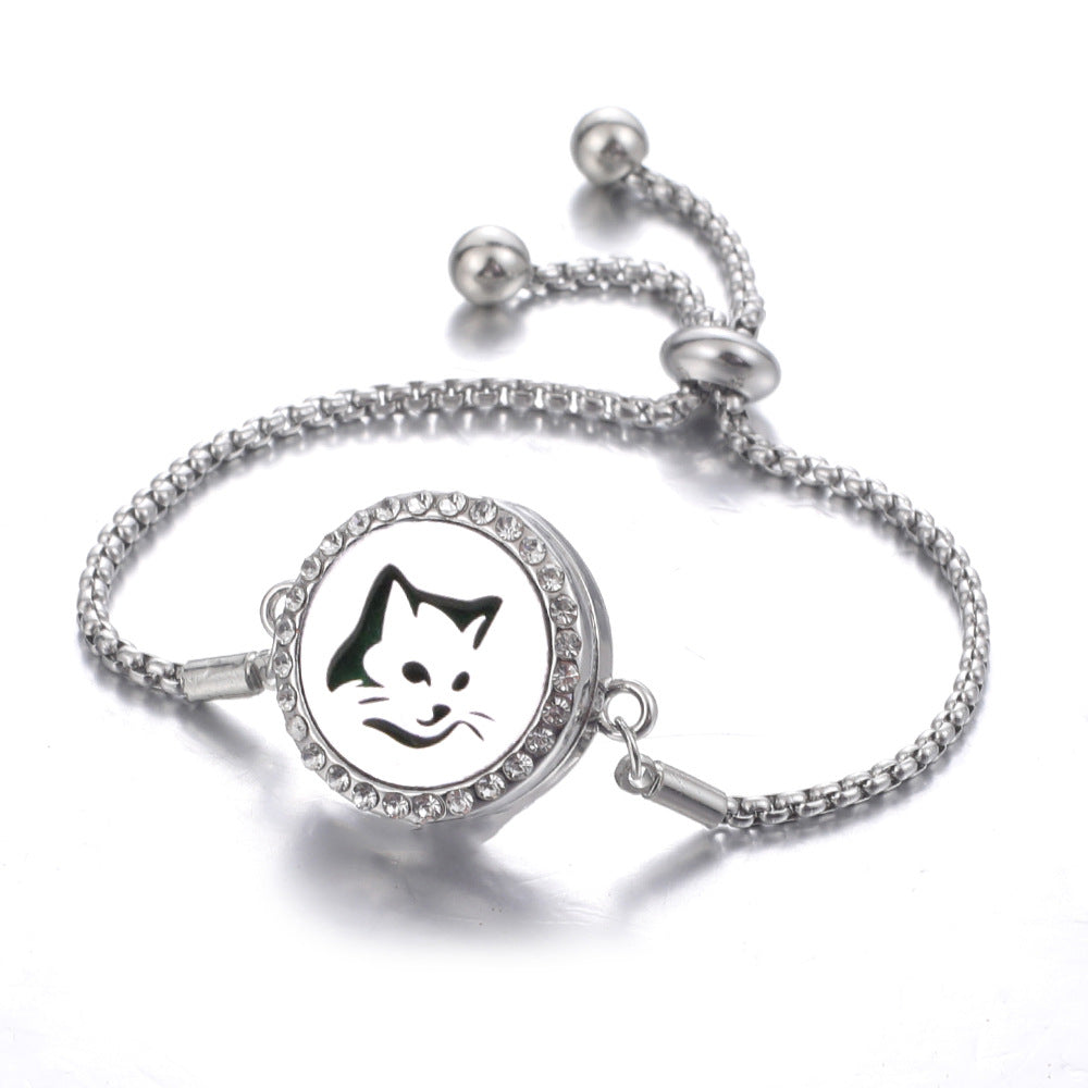 Steel Hollow Oil Lucky Tree Open Box Bracelet